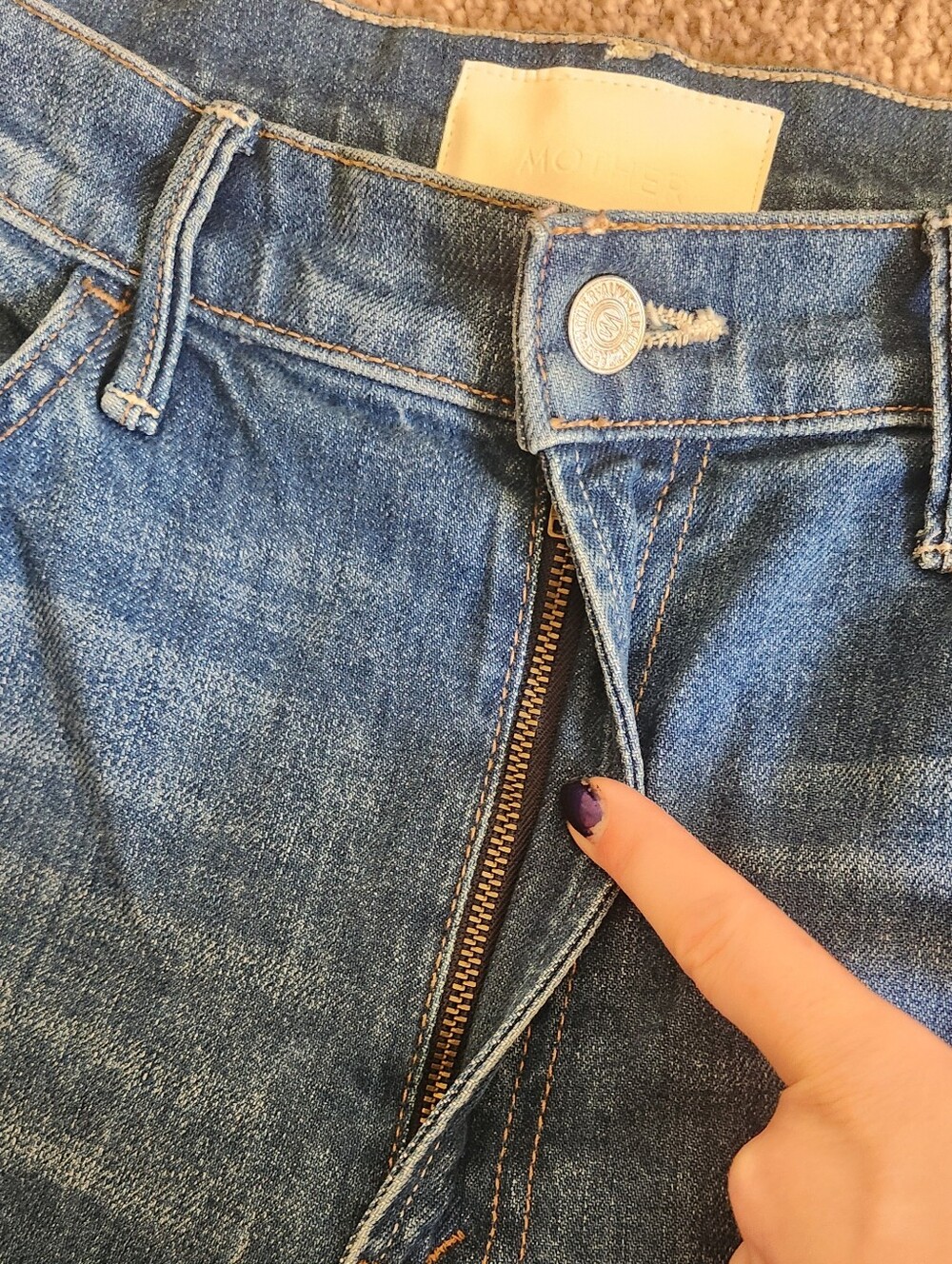 Mother Denim Hustler Roller Heel Fray Size Perfect Drug Medium Wash Wide Leg 31 - Picture 6 of 8